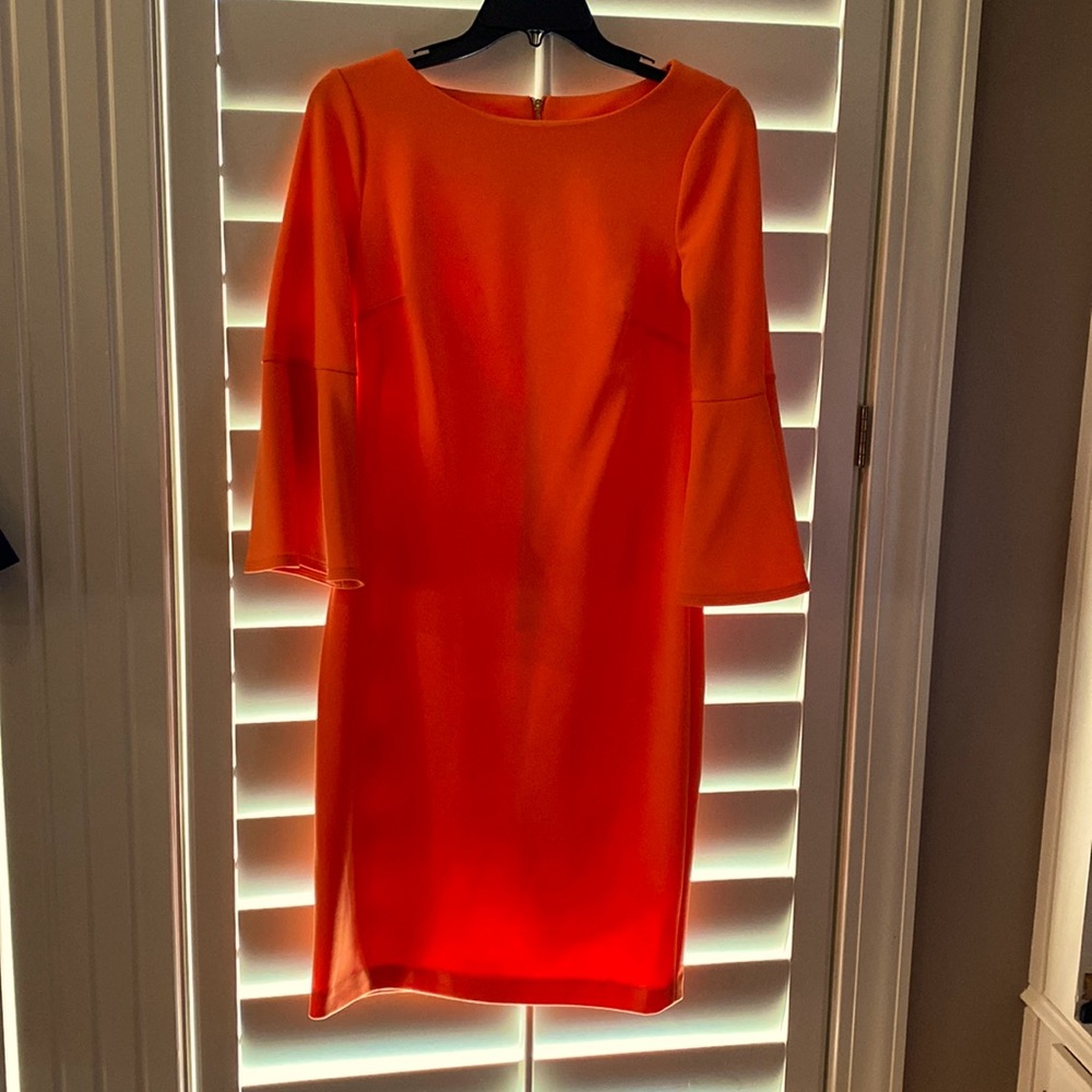 Orange bell sleeve Calvin Klein dress